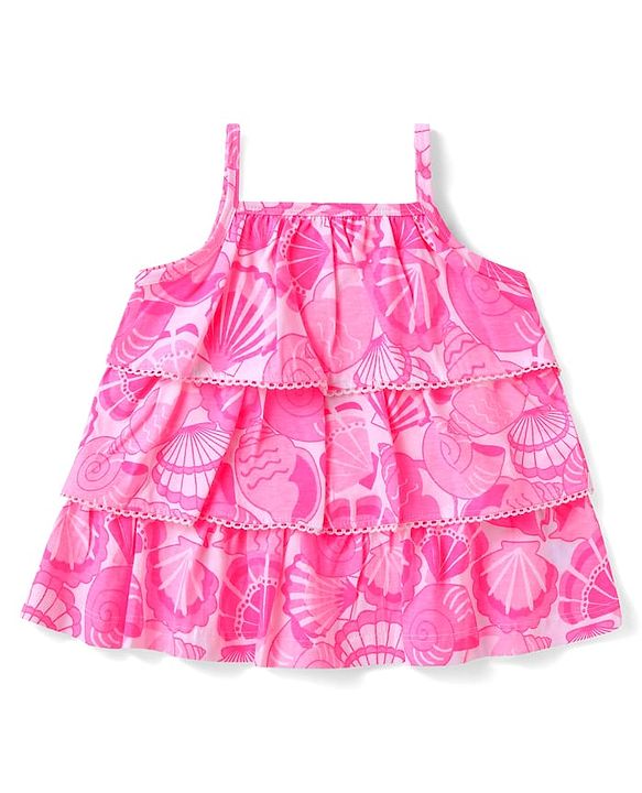 Babyhug Single Jersey Singlet Sleeves Top & Shorts Set with Print - Dark Pink