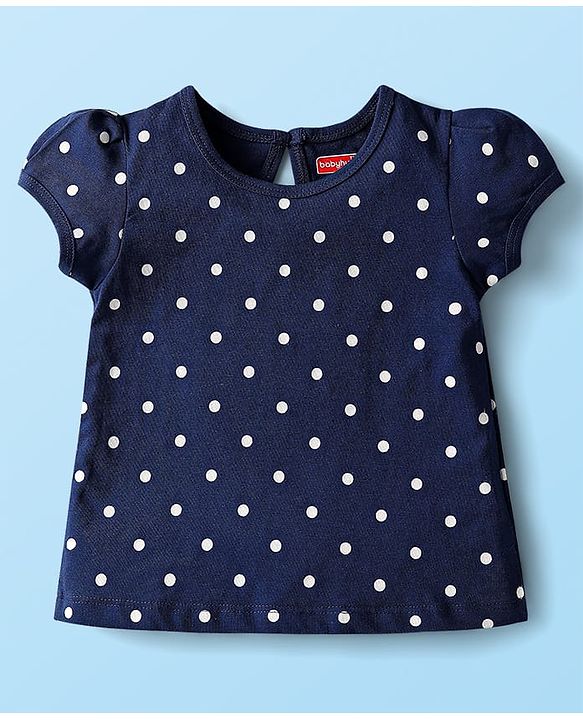 Babyhug Cotton Knit Half Sleeves T-Shirts with Polka Dots & Bow Print Pack of 3 - Red Navy Blue & White