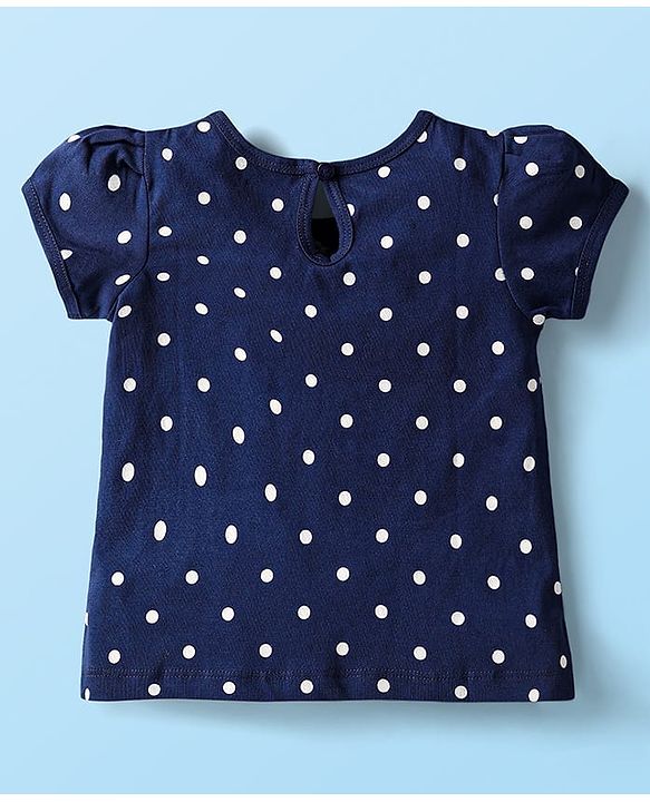 Babyhug Cotton Knit Half Sleeves T-Shirts with Polka Dots & Bow Print Pack of 3 - Red Navy Blue & White