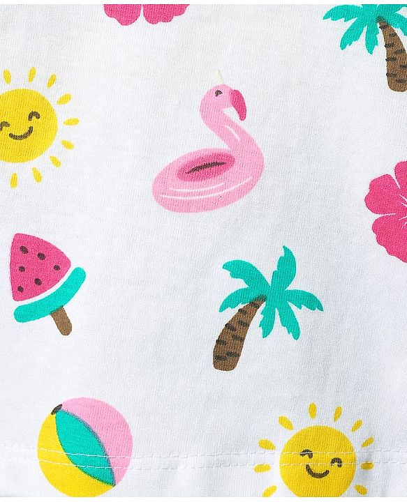 Babyhug Cotton Knit Half Sleeves T-Shirts With Tropical Print  Pack Of 3 -Yellow &  Pink