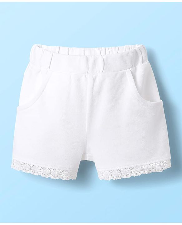 Babyhug Cotton Woven Half Frill Sleeves Floral Printed Top & Shorts Set - White & Blue