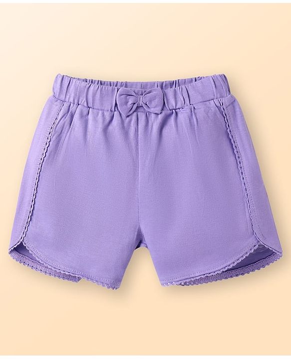 Babyhug Single Jersey Knit Sleeveless Top & Shorts Set with Floral Print - Purple & White