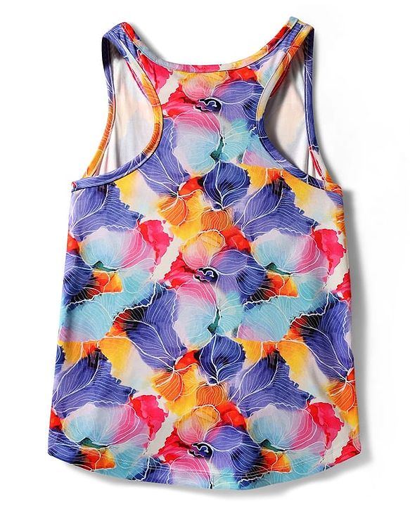 Pine Active Knit Sleeveless Tank T-Shirt With Floral Print - Multicolor
