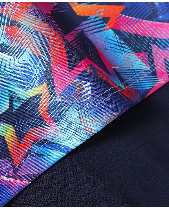 Pine Active Knit Half Sleeves Super Stretch Printed Crop Top with Vest - Multicolor