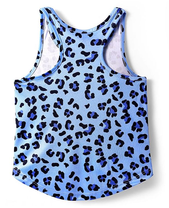 Pine Active Knit Sleeveless T-Shirt with Leaped Print - Light Blue
