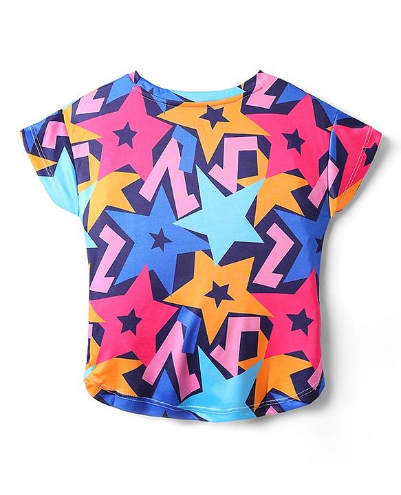 Pine Active Half Sleeves Abstract Printed T-Shirt - Pink & Orange