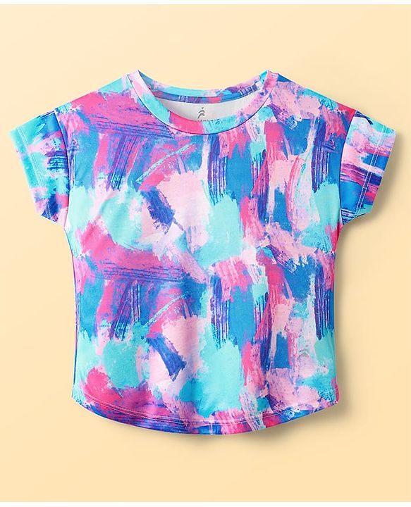 Pine Active Knit Half Sleeves Printed T-Shirt - Blue