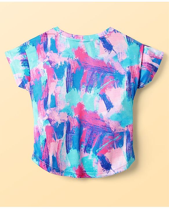 Pine Active Knit Half Sleeves Printed T-Shirt - Blue