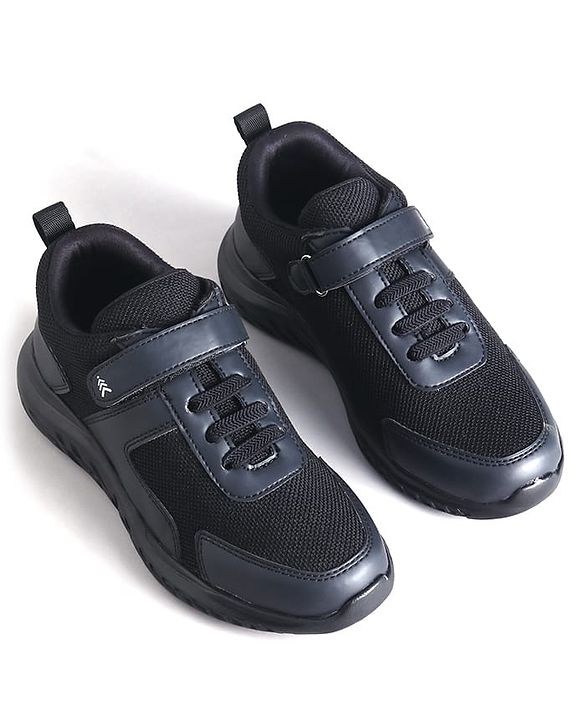 Pine Kids School Shoes with Velcro Closure - Black