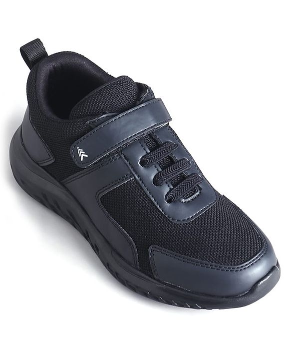 Pine Kids School Shoes with Velcro Closure - Black