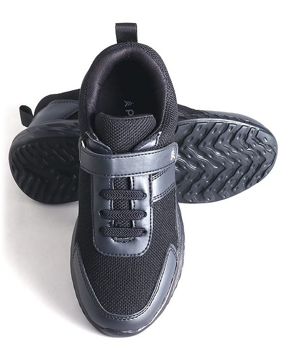 Pine Kids School Shoes with Velcro Closure - Black