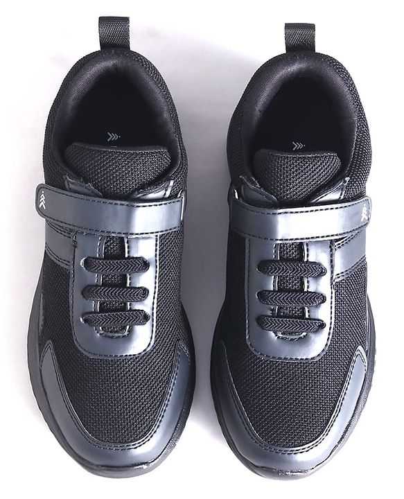 Pine Kids School Shoes with Velcro Closure - Black