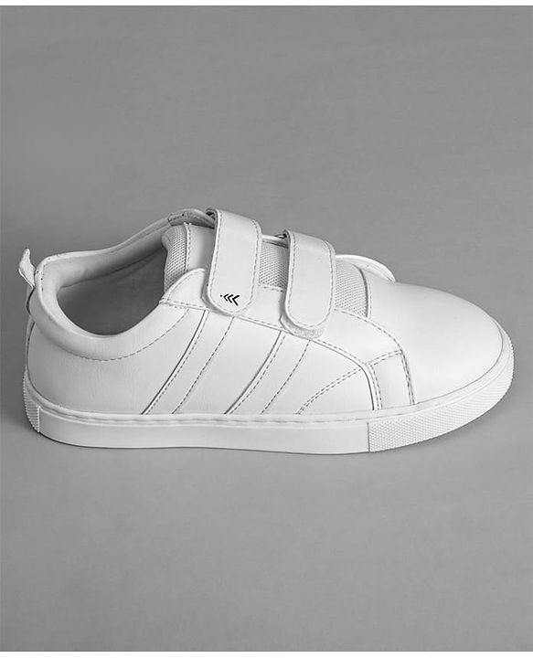 Pine Kids School Shoes with Velcro Closure - White