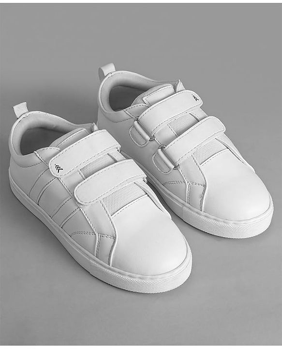 Pine Kids School Shoes with Velcro Closure - White