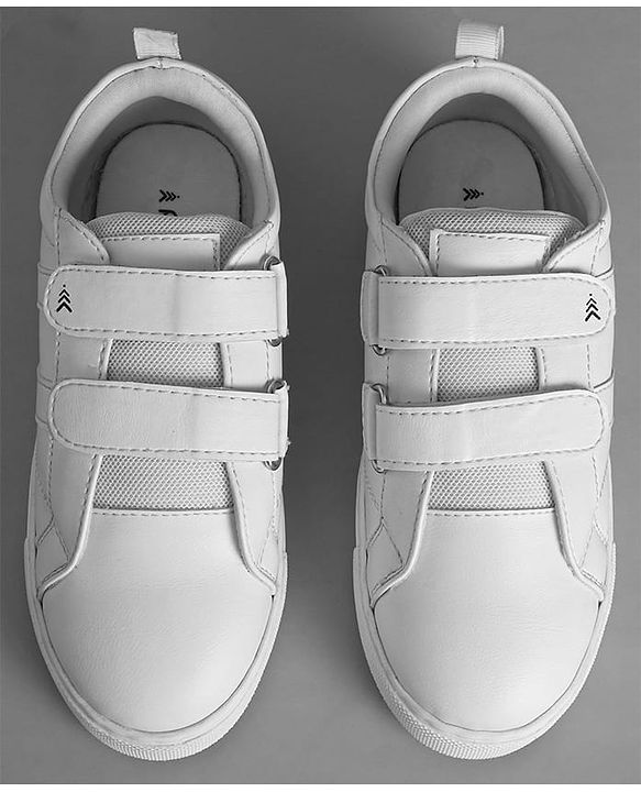 Pine Kids School Shoes with Velcro Closure - White