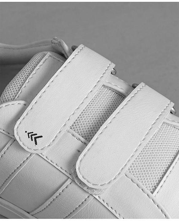 Pine Kids School Shoes with Velcro Closure - White