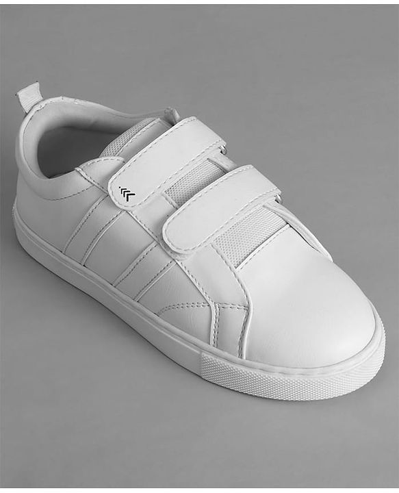 Pine Kids School Shoes with Velcro Closure - White
