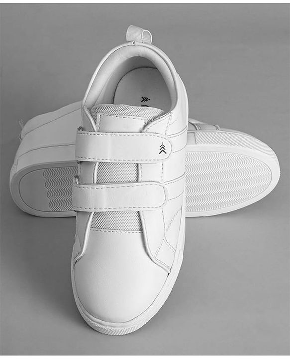 Pine Kids School Shoes with Velcro Closure - White