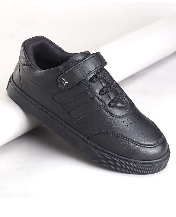 Pine Kids School Shoes with Velcro Closure - Black