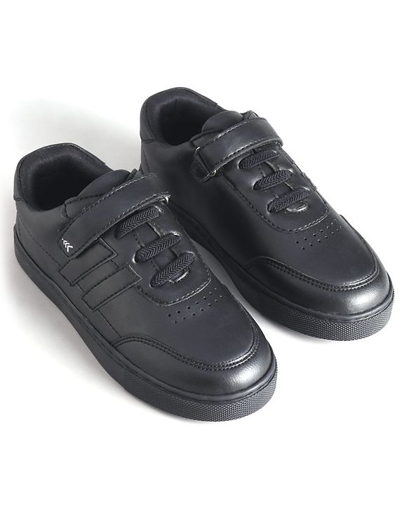 Pine Kids School Shoes with Velcro Closure - Black