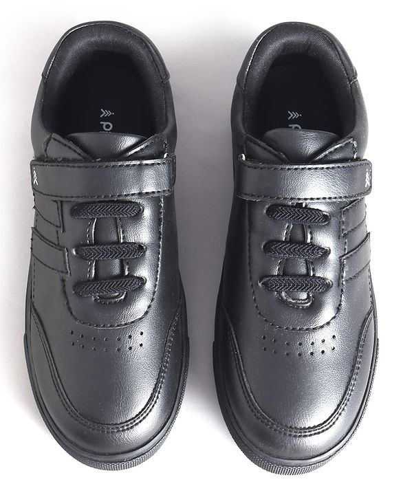 Pine Kids School Shoes with Velcro Closure - Black