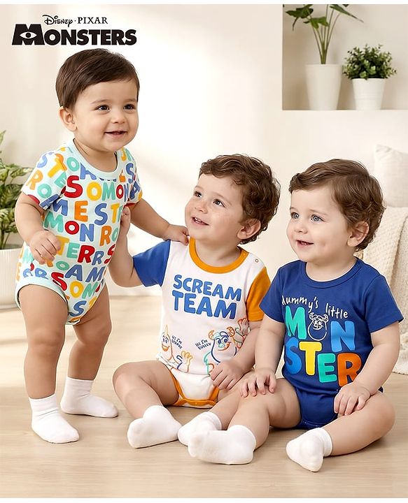Babyhug 100% Cotton Interlock Knit Full Sleeves Onesie Polka Dot & Text Print - Navy Blue main image 1
