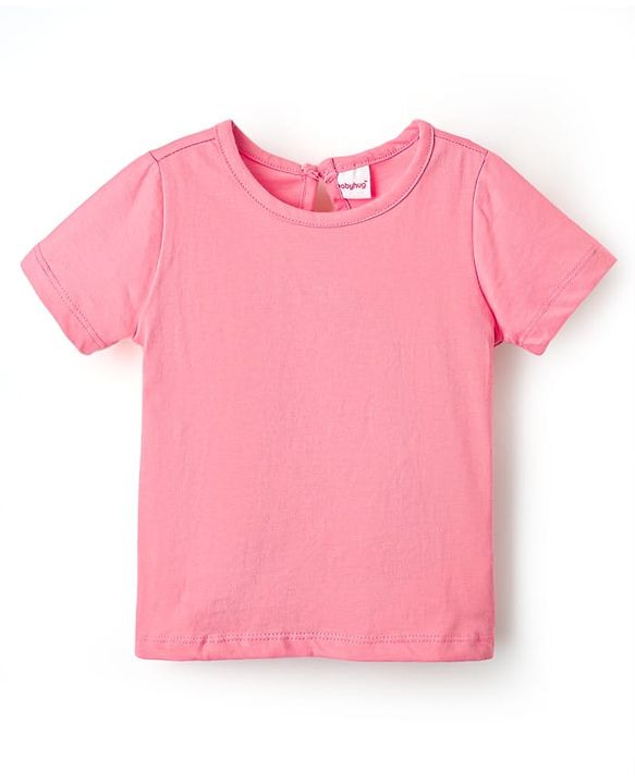Babyhug Cotton Knit  Half Sleeves Frock & Inner T-Shirt With Floral Applique - Pink & Blue