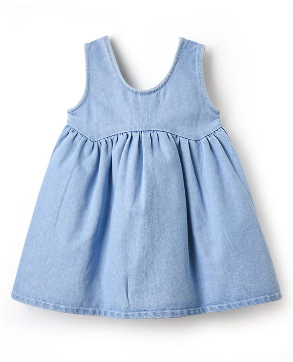 Babyhug Cotton Knit  Half Sleeves Frock & Inner T-Shirt With Floral Applique - Pink & Blue
