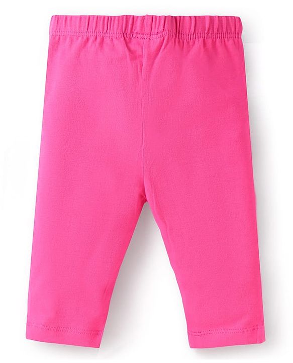 Babyhug Single Jersey Knit Sleeveless Top & Leggings Set with Floral Print & Bow Applique - Pink & White