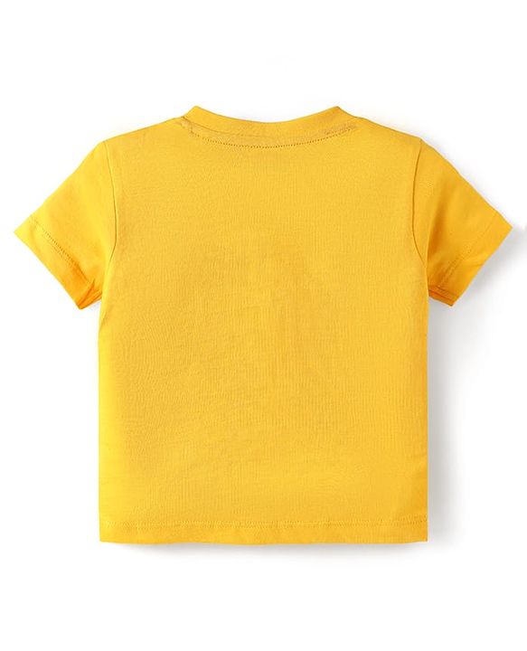 Babyhug Cotton Knit Half Sleeves T-Shirts with Text Print & Stripes Pack of 3 - Yellow Blue & White