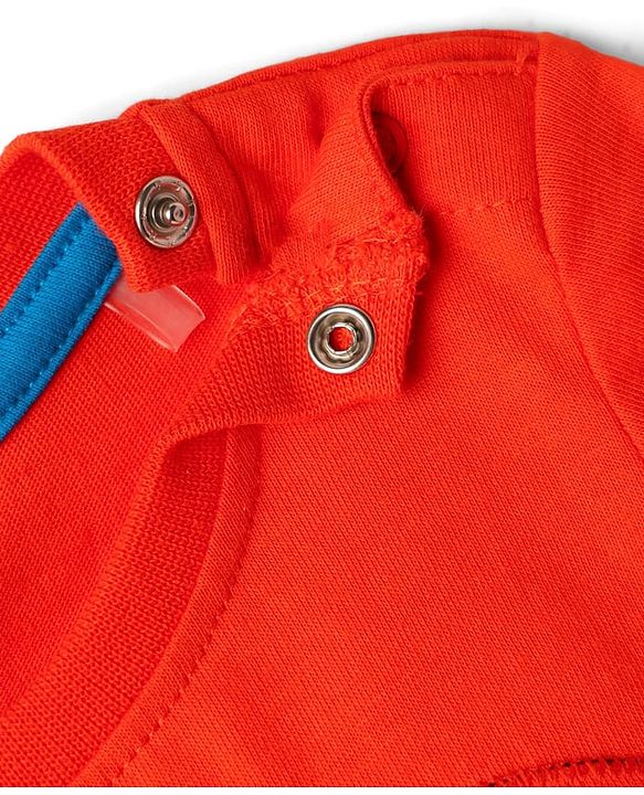 Babyhug Cotton Knit Half Sleeves T-Shirts With Badge Detailing & Happy Time Text Print - Orange