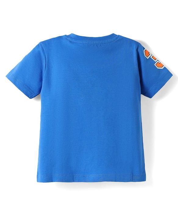 Babyhug Cotton Knit Half Sleeves T-Shirt With Great Day For Winning Text Print - Blue