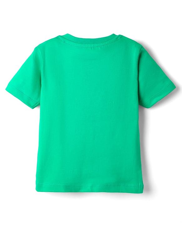 Babyhug Cotton Knit Half Sleeves T-Shirt with Animal Print & Patch Detailing - Green