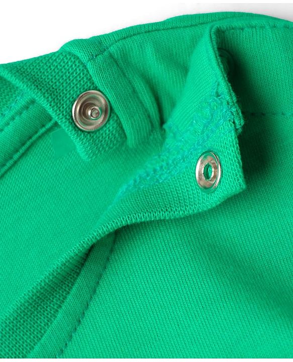 Babyhug Cotton Knit Half Sleeves T-Shirt with Animal Print & Patch Detailing - Green