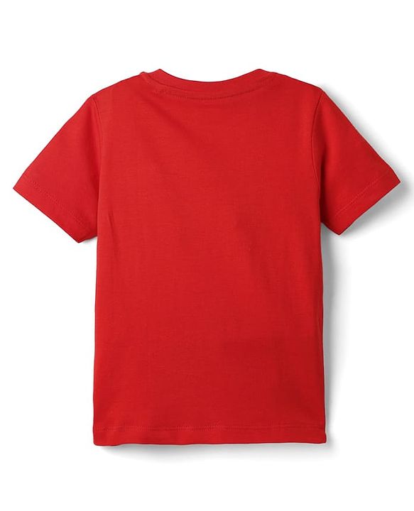 Babyhug Cotton Knit Half Sleeves T-Shirt With Hawaii Text Print - Red