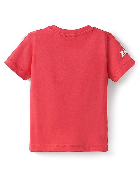 Babyhug Cotton Knit Half Sleeves T-Shirt with Racing Champion Print - Red & White