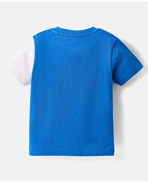 Babyhug Cotton Knit Half Sleeves T-shirt With Games Day Text Print - Blue