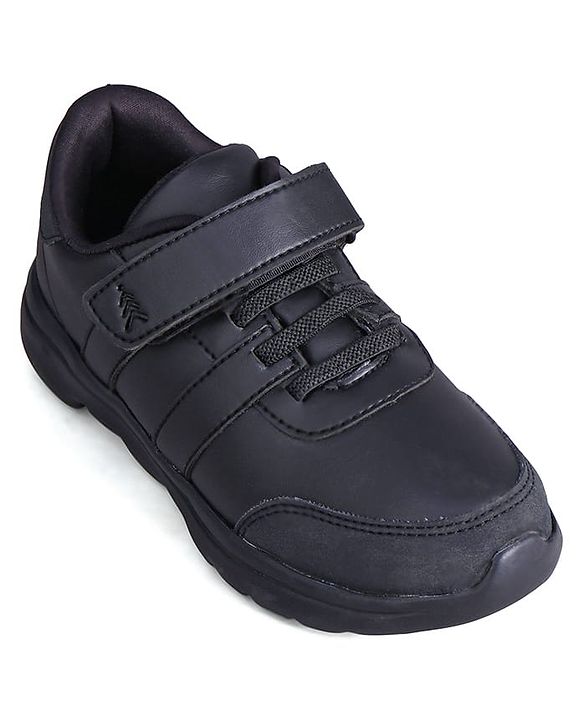 Pine Kids School Shoes with Velcro Closure - Black