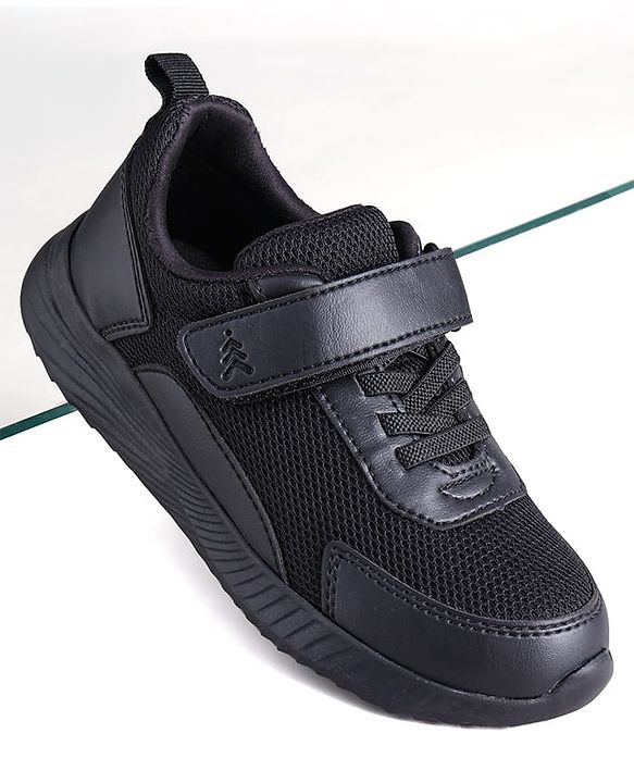 Pine Kids School Shoes with Velcro Closure - Black