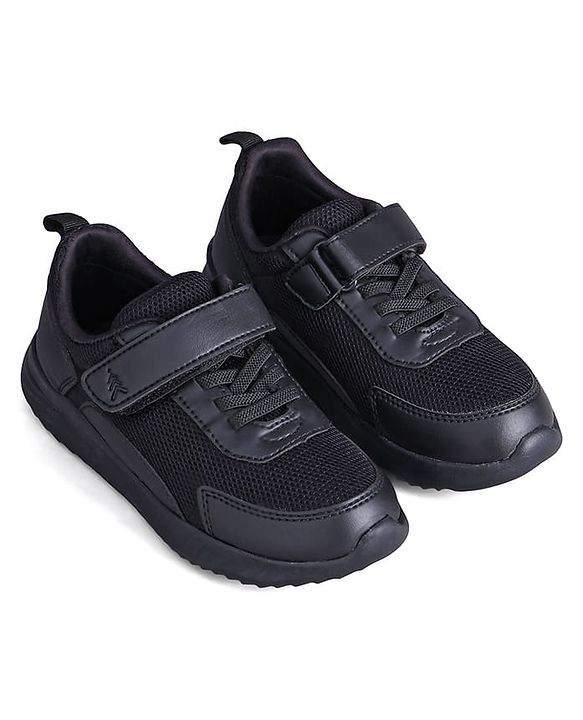 Pine Kids School Shoes with Velcro Closure - Black