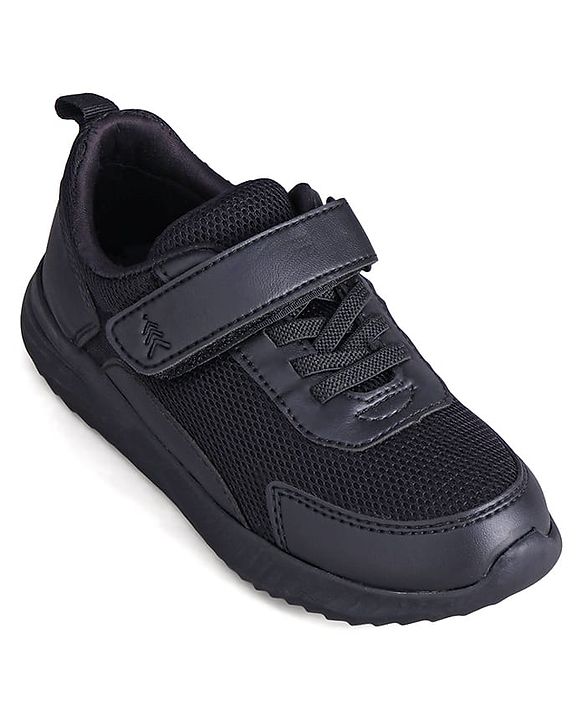Pine Kids School Shoes with Velcro Closure - Black