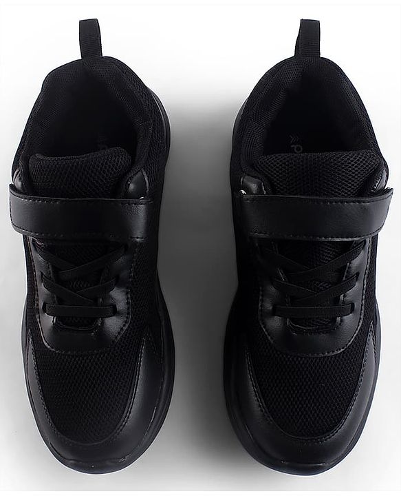 Pine Kids School Shoes with Velcro Closure - Black