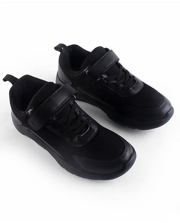Pine Kids School Shoes with Velcro Closure - Black