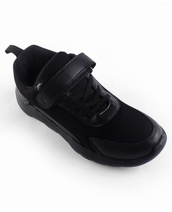 Pine Kids School Shoes with Velcro Closure - Black
