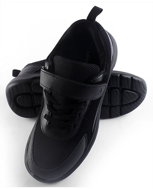 Pine Kids School Shoes with Velcro Closure - Black