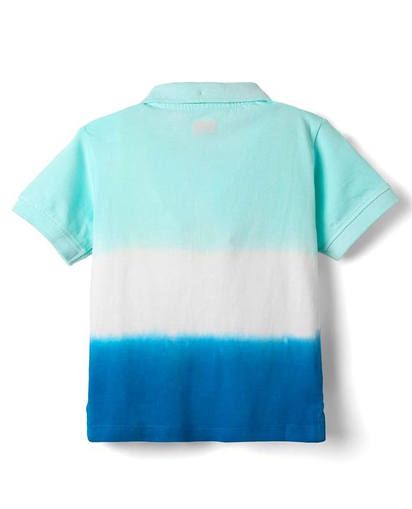 Babyhug 100% Cotton Knit Polo T-Shirt with Beach Theme HD Print - Blue