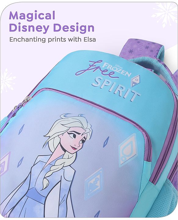 Babyhug Disney Frozen Tic-Tac-Toe School Backpack|2 Main Compartments, 2 Front Pockets, 2 side Bottle Pockets|Water Resistant|Long lasting and Durable Zippers | Comfortable back cushioning | For School, Travel and Outdoors|Lavender- 15.8 inches