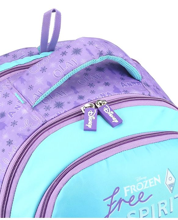 Babyhug Disney Frozen Tic-Tac-Toe School Backpack|2 Main Compartments, 2 Front Pockets, 2 side Bottle Pockets|Water Resistant|Long lasting and Durable Zippers | Comfortable back cushioning | For School, Travel and Outdoors|Lavender- 15.8 inches