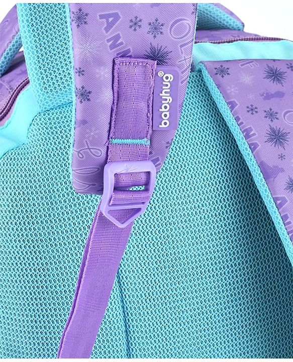 Babyhug Disney Frozen Tic-Tac-Toe School Backpack|2 Main Compartments, 2 Front Pockets, 2 side Bottle Pockets|Water Resistant|Long lasting and Durable Zippers | Comfortable back cushioning | For School, Travel and Outdoors|Lavender- 15.8 inches