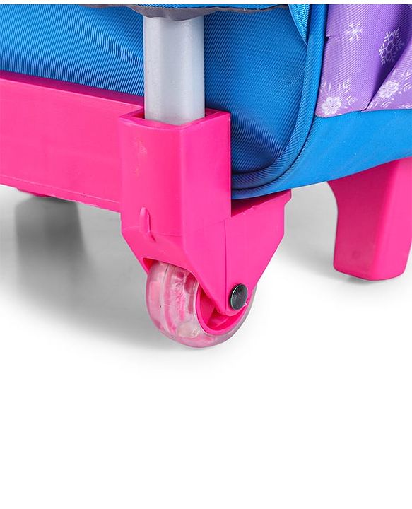 Babyhug Disney Frozen Sisters Trolley Backpack|2 Compartments, 2 Front Pockets, 2 side Bottle Pockets|Water Resistant|Long lasting & Durable Zippers|For School & Outdoors|Blue- 15.8 inches